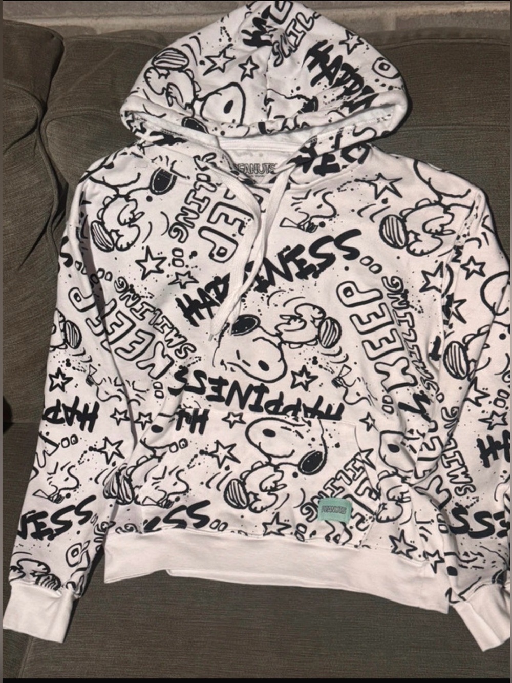Peanuts White and Black Snoopy Graphic Hoodie, Gorgeous Condition!
